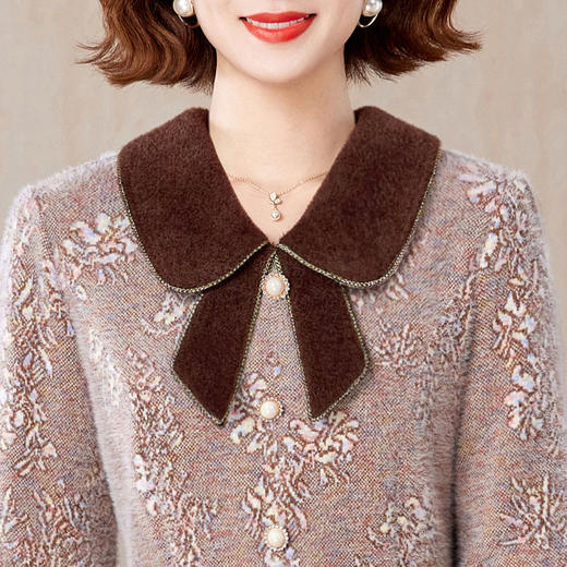 XK 92550小香风妈妈仿水貂绒连衣裙阔太太加厚裙两件套 商品图1