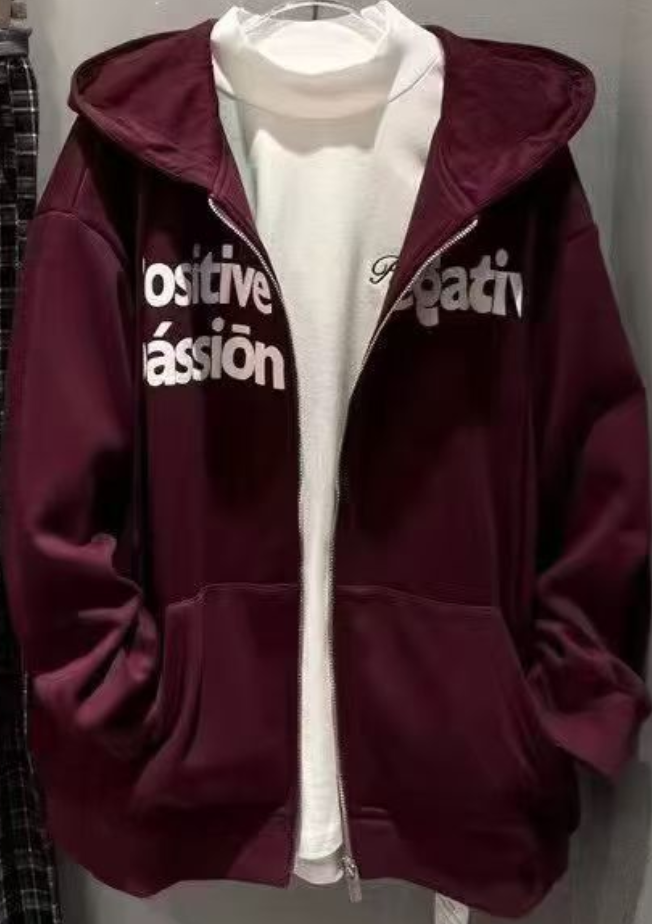 ZC连帽拉链撞色字母加绒卫衣外套51030（紫）冬季254030280321