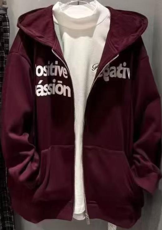 ZC连帽拉链撞色字母加绒卫衣外套51030（紫）冬季254030280321 商品图0