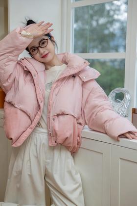 Kai & Kiera 粉色加厚短款连帽羽绒服外套 21610