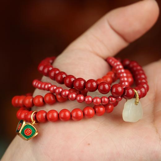 【坚持正道 】天然原矿保真朱砂素圈手串设计简约日常配搭饰品 商品图2