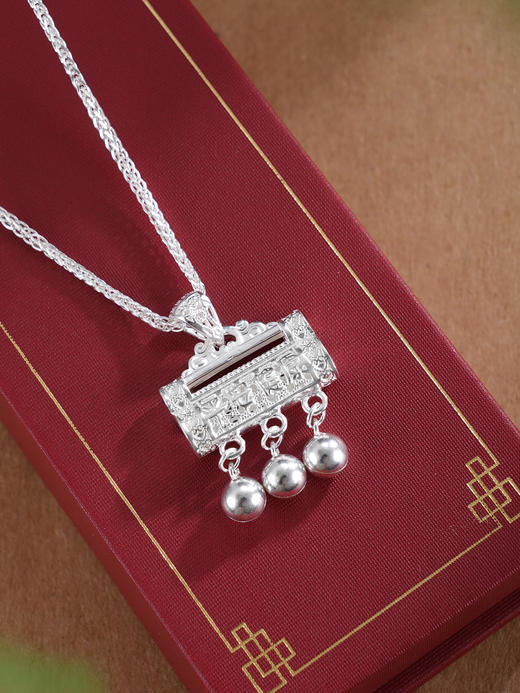 子佩集【长命健康】银S999套链【YZTL0483】平安健康聪明伶俐花丝锁项链儿童2511 商品图6