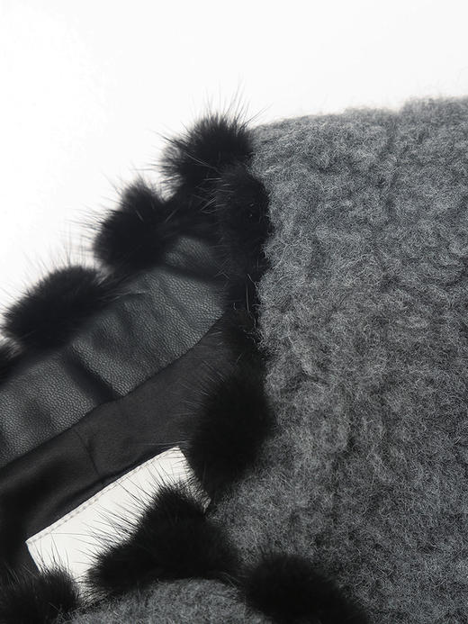 灰调毛绒短款夹克女 撞色毛边装饰圆领单排扣上衣 法式小香风秋冬温柔质感外套 商品图2