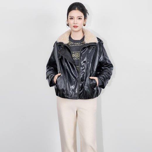 「高货wl」全新升级【铂金会员441/天猫589/差价148】(04357)洛诗琳复古裂纹皮毛领羽绒服2025冬季新款百搭保暖短外套 商品图1