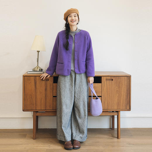 绽放804朵/百搭麻棉色织条纹全腰松紧休闲裤女文艺复古直筒阔腿裤 商品图1