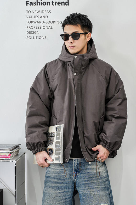 徐太浪【抽绳收腰 休闲风】连帽羽绒服男冬季保暖防寒服青年外套 商品图4