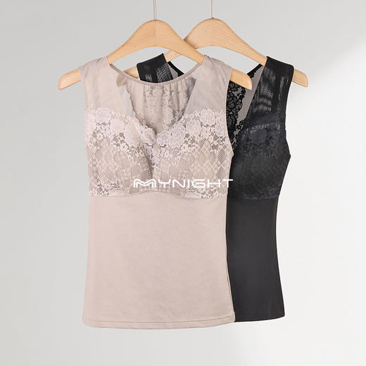 美奈川 蕾丝桑蚕丝带杯 保暖背心DD5655 商品图0