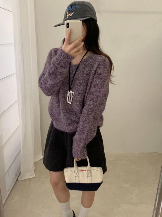 【YW】无忧购时尚慵懒风韩系软糯小衫v领长袖毛衣针织衫女9109#（截单后3-5天发货） 商品图0