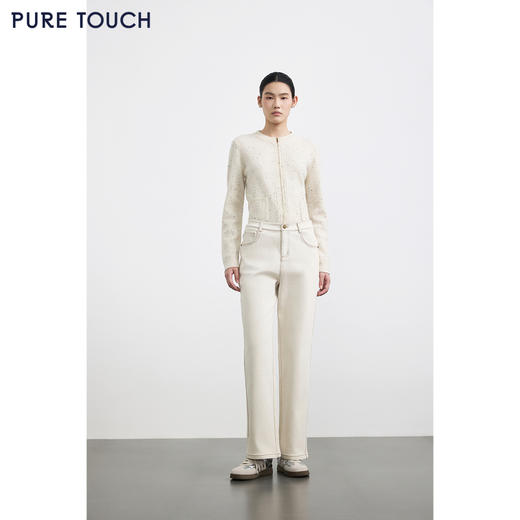 商场同款PURE TOUCH女装25秋冬新款高腰牛仔裤棉混纺宽松直筒长裤 商品图3
