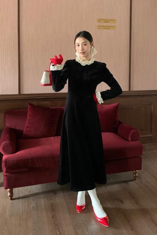 ELLA JADE 法式赫本风浪漫花边丝绒礼服连衣裙 21940 商品图4