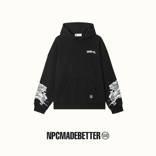 NPC潮牌24春夏高克重国风山海经水墨木虎印花连帽卫衣男 NP41ST31 商品图1