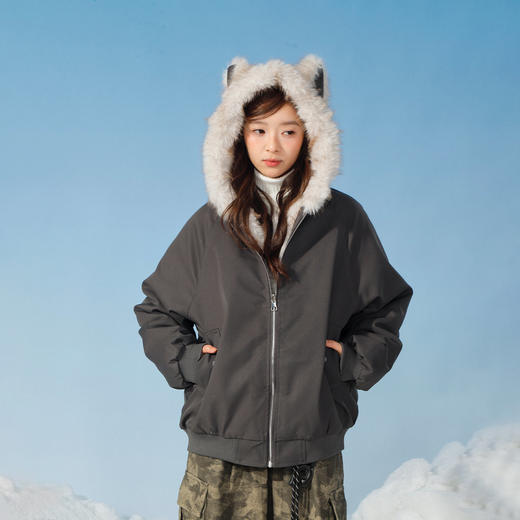 拉链连帽休闲毛毛双面穿派克服外套-纪念日百货门店同款167995177 商品图2