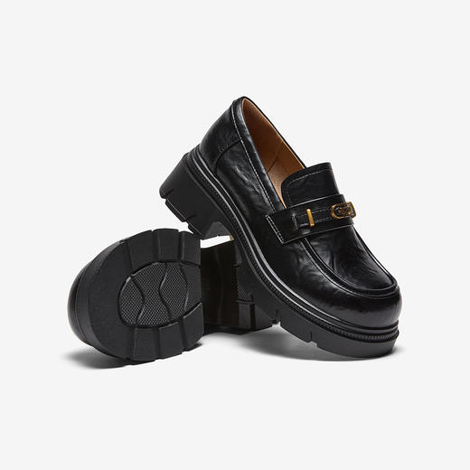 【百思图】BF楼百思图2026春英伦风厚底粗跟乐福鞋小皮鞋女单鞋BV021AA6 吊牌价799 现价369 商品图0