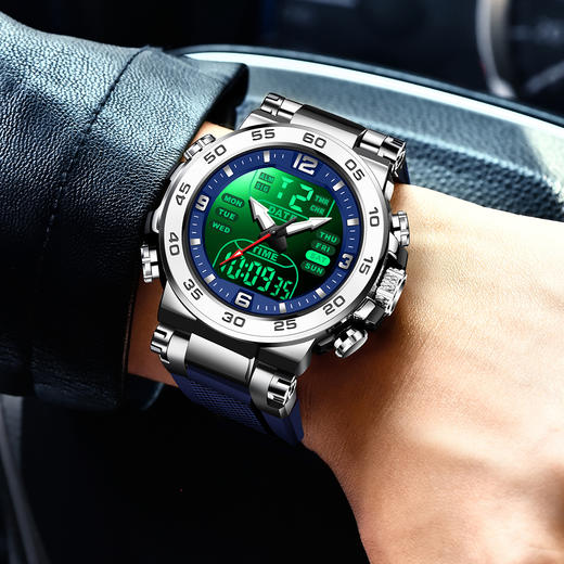 【硬朗风格 耐刮耐磨 30米生活防水】FOXBOX立体感户外运动夜光电子手表（FB0093） 商品图11