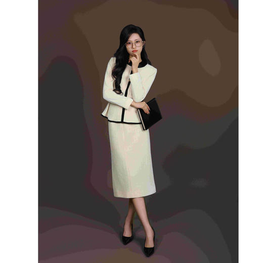 法小曼*子珍专款/白色西装套装气质高级小香风套装C2171 商品图3