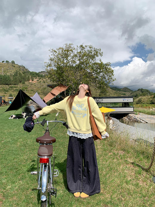 <曾小咸推荐> 现货秒杀！微信超特价！蕾丝黄色无帽圆领卫衣（加绒） 日常189.99 立减90 秒杀99.99！ 商品图13