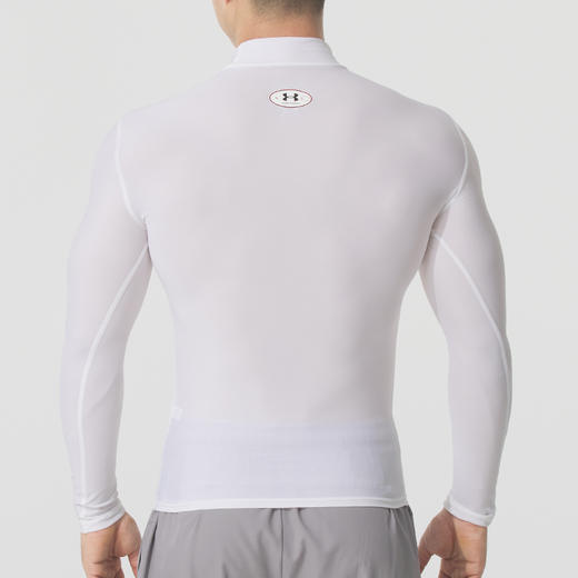 安德玛白色高领紧身衣男子秋季新款训练健身衣舒适跑步长袖T恤 商品图1