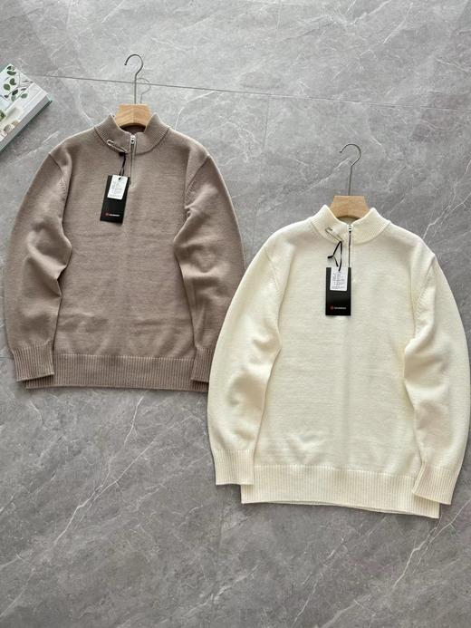 D120436秋冬慵懒松感弛暖糯羊绒质感男士半拉链针织衫 商品图0