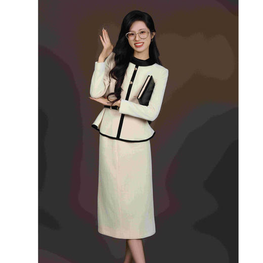 法小曼*子珍专款/白色西装套装气质高级小香风套装C2171 商品图4
