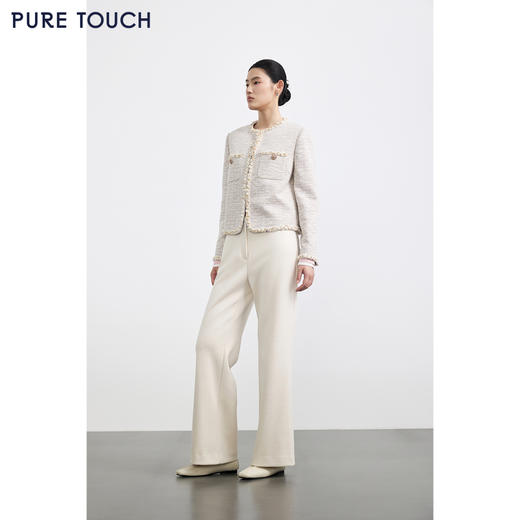 商场同款PURE TOUCH女装25秋冬新款高腰阔腿裤百搭休闲白色长裤 商品图1