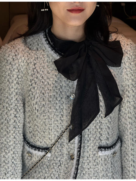 DUO智仙生 黑标 煎盐叠雪 白色粗花呢外套和背带连衣裙 商品图2