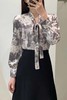 Le Malene 高级墨染气质印花蝴蝶结衬衫 21642 商品缩略图0