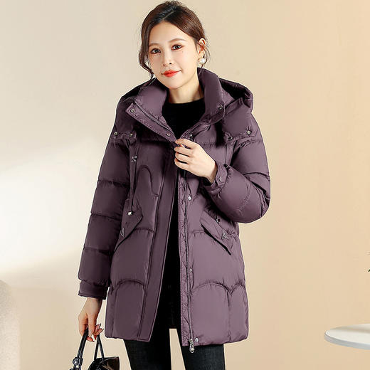 QYM QM2577时尚连帽中长款棉服云绒保暖收腰洋气棉衣 商品图3