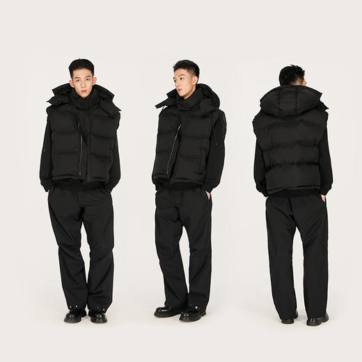 NPC潮牌【90白鸭绒】连帽短款羽绒背心男帽子可拆卸保暖NP47DJ44 商品图3