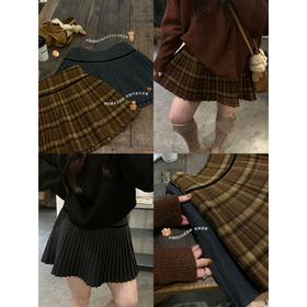 25AW上新 甜甜同款【典藏情话】百搭毛呢半身短裙显瘦百褶裙高腰学院风