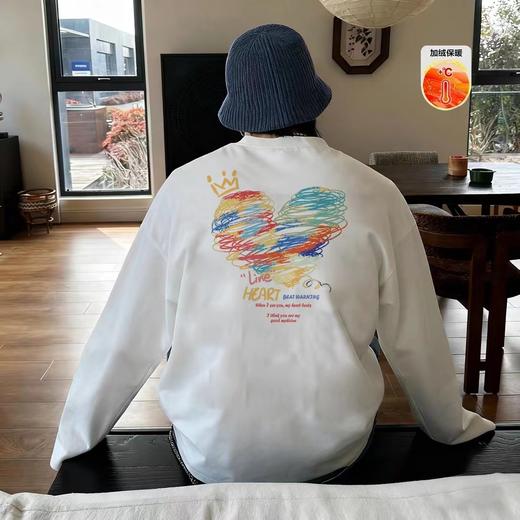 D120420新款线条爱心画抓绒保暖圆领卫衣男女同款 商品图7