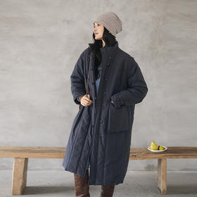 绽放821朵/加厚棉立领开襟长款棉服女保暖简约棉衣冬季新款厚外套