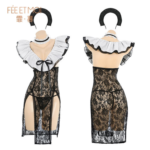 【情趣内衣】霏慕 花边可掀露胸透肤女仆装ZY122 商品图9