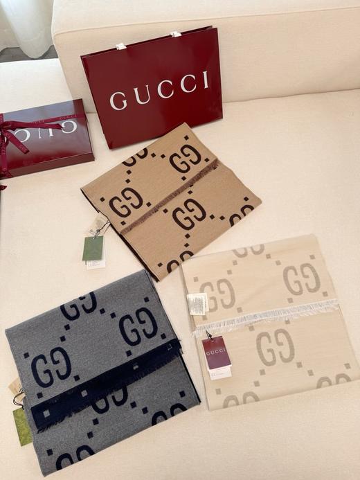 古驰 经典大G  提花品牌标志性元素  羊毛围巾（DSX） 商品图0