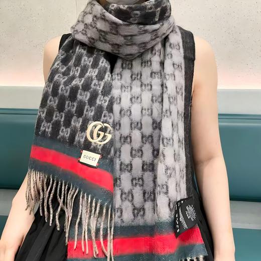 【双12特惠】【送礼盒礼袋】Gucci古驰爆款围巾披肩 双面小标GG图案 羊绒围巾 男女同款 商品图9