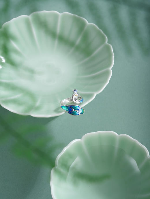 子佩集【瑶华灵雀】银S990戒指【Q037】孔雀珐琅彩2511 商品图0