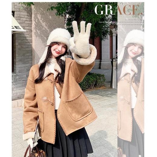 秋冬上新【喵小仟 加厚款羊羔绒牛角扣外套】优质麂皮绒面料，复合超厚羊羔毛，巨暖！一件顶十件 商品图2