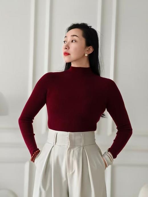 半高领羊绒衫-绛玉念 商品图1