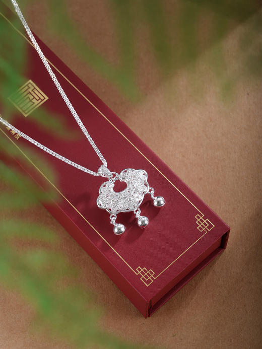 子佩集【福贵长命】银S999套链【YZTL0315】花丝锁项链儿童2511 商品图1