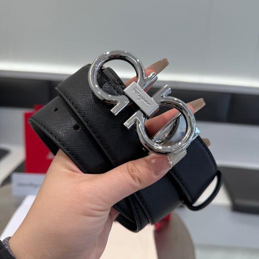 G697菲#拉格慕黑色荔枝纹腰带配礼盒 商品图3