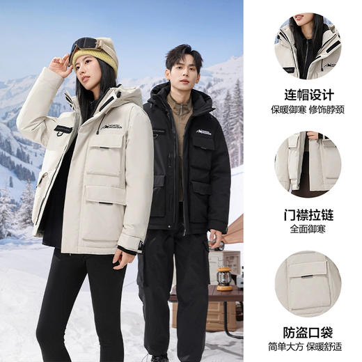 半身缘男女装 冬季三防通勤户外情侣款连帽工装羽绒服2535 商品图1