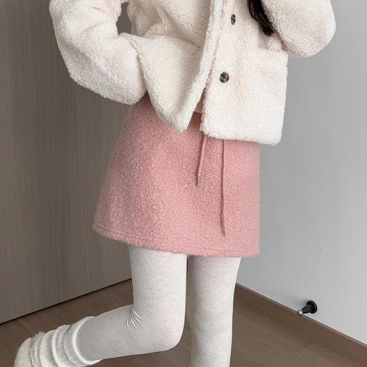 【YW】无忧购羊羔绒包臀短裙女秋冬高腰遮肉显瘦泰迪绒裙子H-2057（截单后3-5天发货） 商品图5