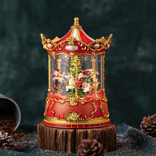 【圣诞主题】圣诞节旋转木马 老人树音乐盒 水晶球八音盒 飘雪儿童生日礼物复古水晶音乐盒 商品图6