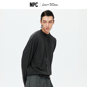 NPC潮牌领口字母印花双面绒长袖T恤半高领打底衫新上新NP58TL20