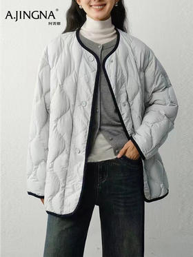 【绗缝撞色】阿菁娜冬季新款绗缝撞色羽绒服S型綗线立体廓形松弛感通勤外套F30D216033