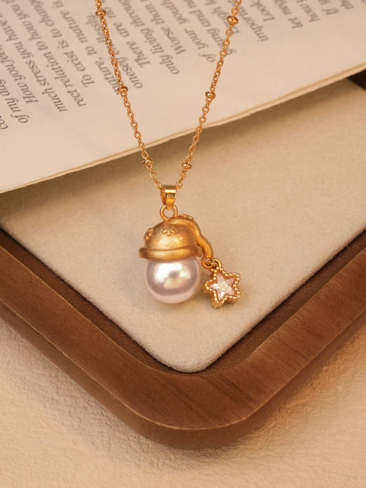 小众原单ninina圣诞珍珠小金帽许愿幸运项链毛衣链 商品图14