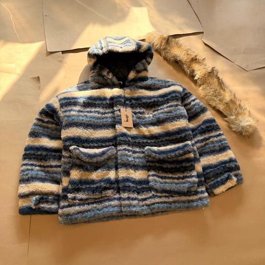 D120413新款2025复古撞色可拆卸毛领羊羔毛棉服外套 商品图0