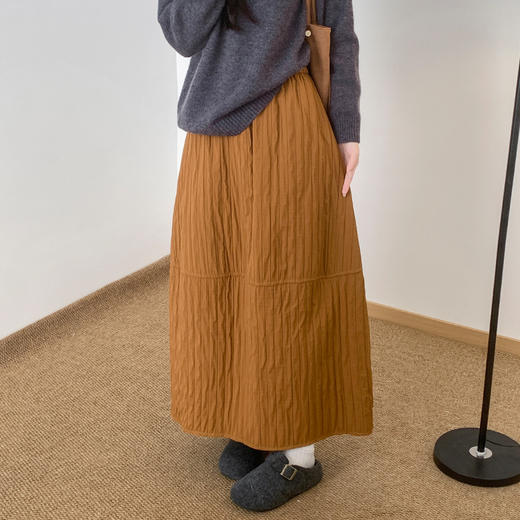【YW】无忧购日系复古肌理感立体花苞裙女秋冬绗线保暖半身裙H-2026（截单后3-5天发货） 商品图5