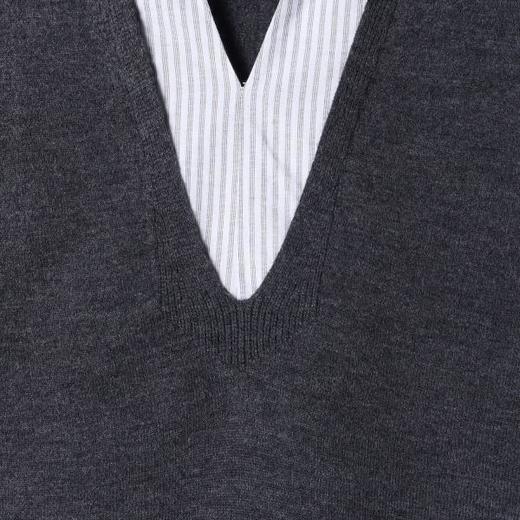 46763SDSA男士秋冬新款痞帅男装韩版拼接小V翻领毛衣百搭慵懒风上衣潮 商品图3