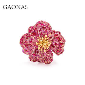 GAONAS高纳仕 新中式国风华贵气质红色牡丹花胸针