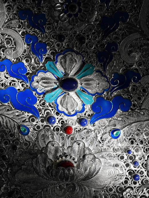 子佩集S999银手工银花丝【鸾凤和鸣·琵琶记】花丝镶嵌摆件【HSPP】大师工坊原创设计2511 商品图4